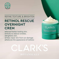 Clark's Botanicals Retinol Rescue vitamin C and hyaluronic acid highlight brightness and hydration.
