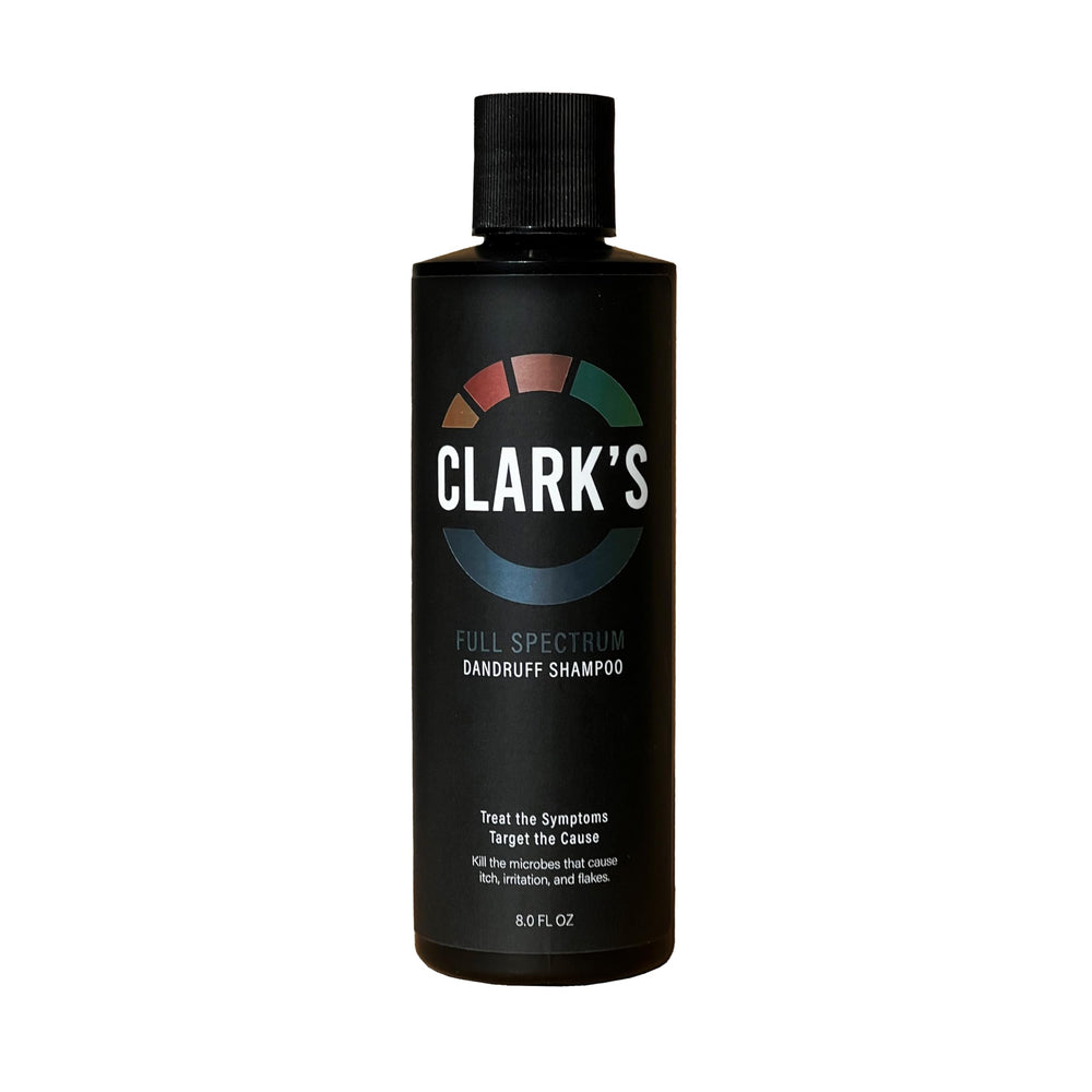 Clark's Full Spectrum Dandruff Shampoo bottle front for reliable scalp protection.