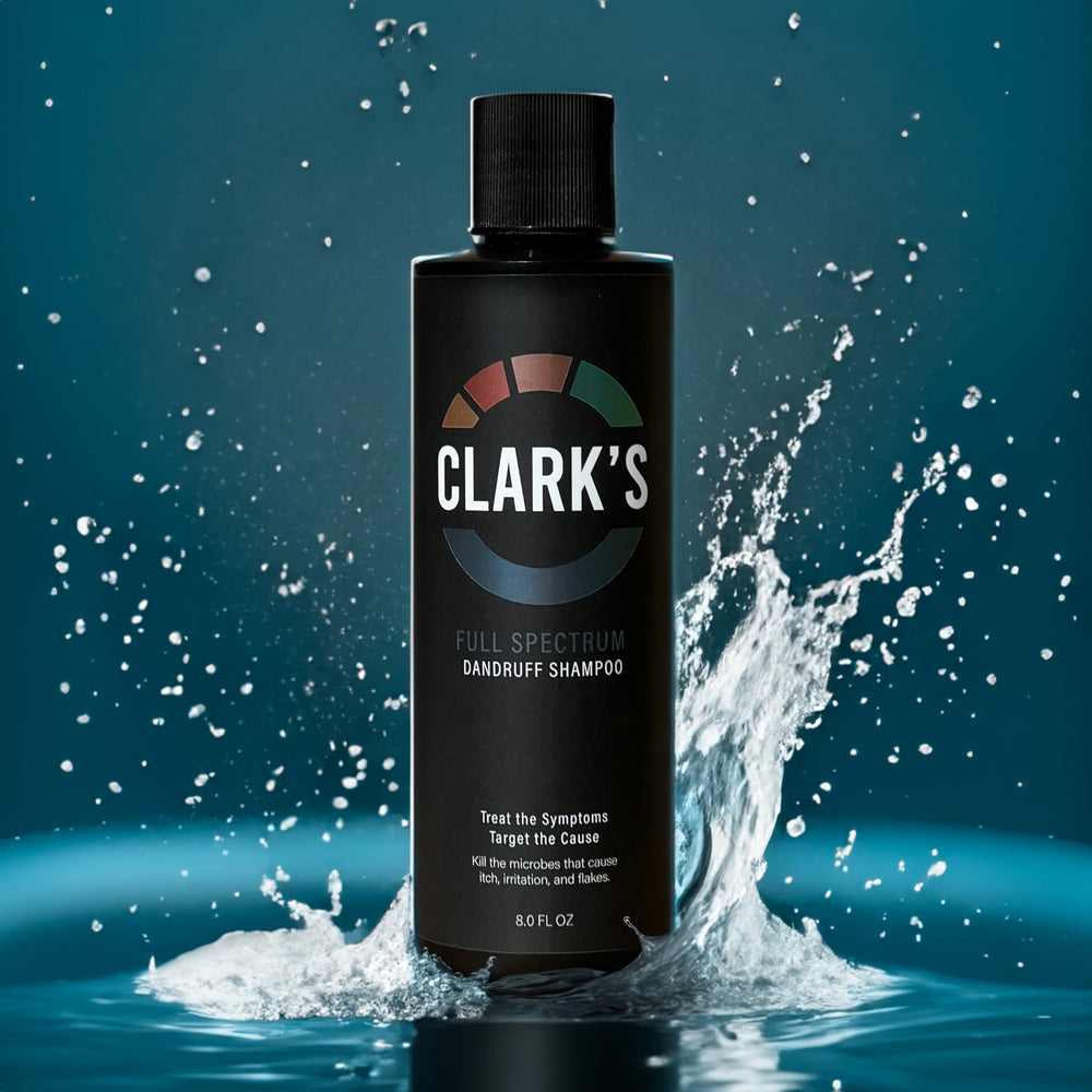 Clark's Full Spectrum Dandruff Shampoo lather close-up reveals creamy cleansing texture.