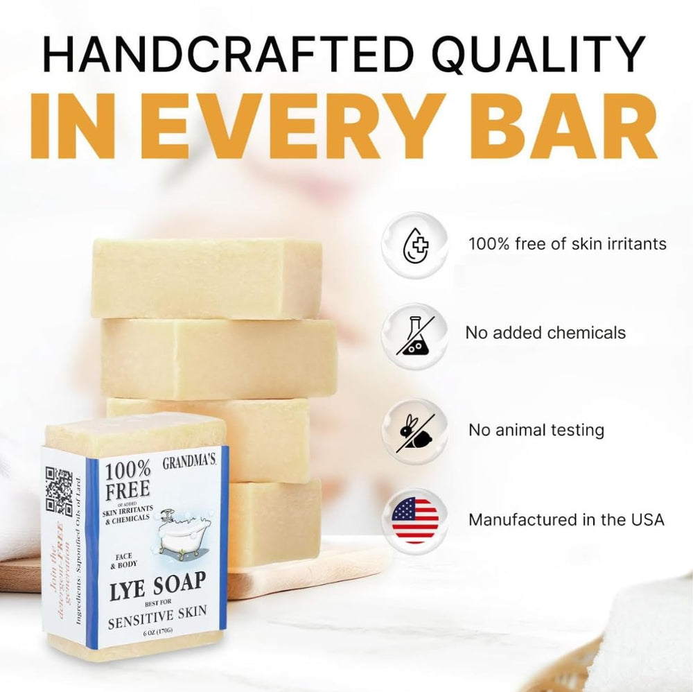 CLASSYONE Grandma’s Pure Lye Soap Bar used as a body wash for dry skin.