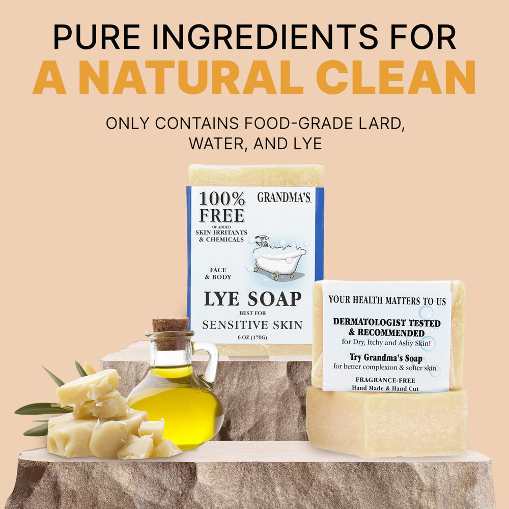 Label highlights that the soap is detergent-free and fragrance-free.