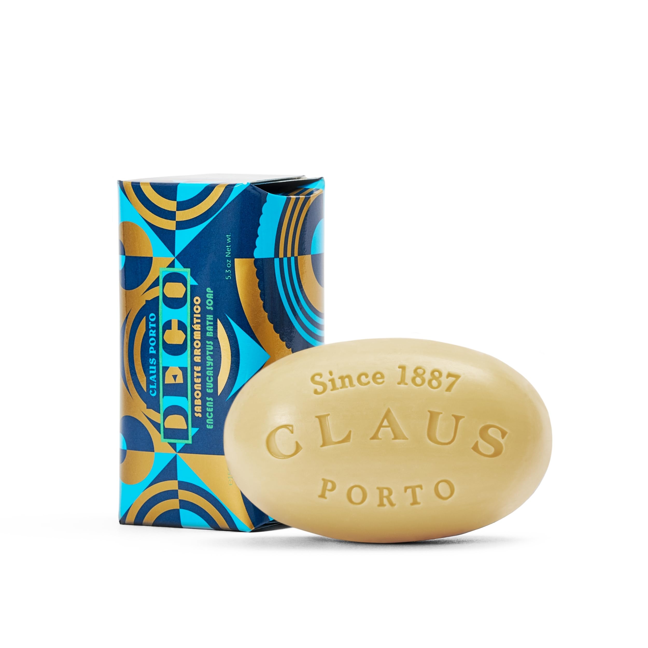 Claus Porto Deco Encens Eucalyptus bottle showing a refreshing daily cleanse