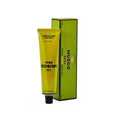 Claus Porto Musgo Real shaving cream in classic scent jar ready to soften beard.