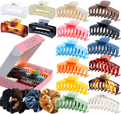 Clawposh 20 large hair clips pack-shot showing versatile grip for all hair types