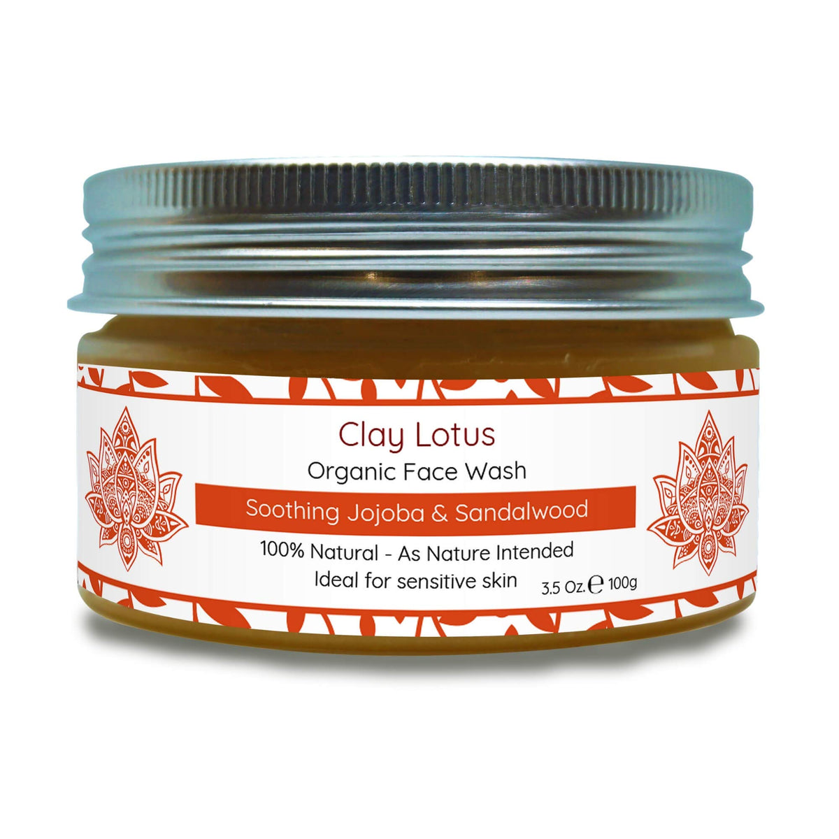 Clay Lotus Face Wash bottle with pump showing a gentle cleanse for sensitive skin