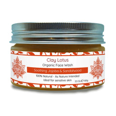 Clay Lotus Face Wash bottle with pump showing a gentle cleanse for sensitive skin