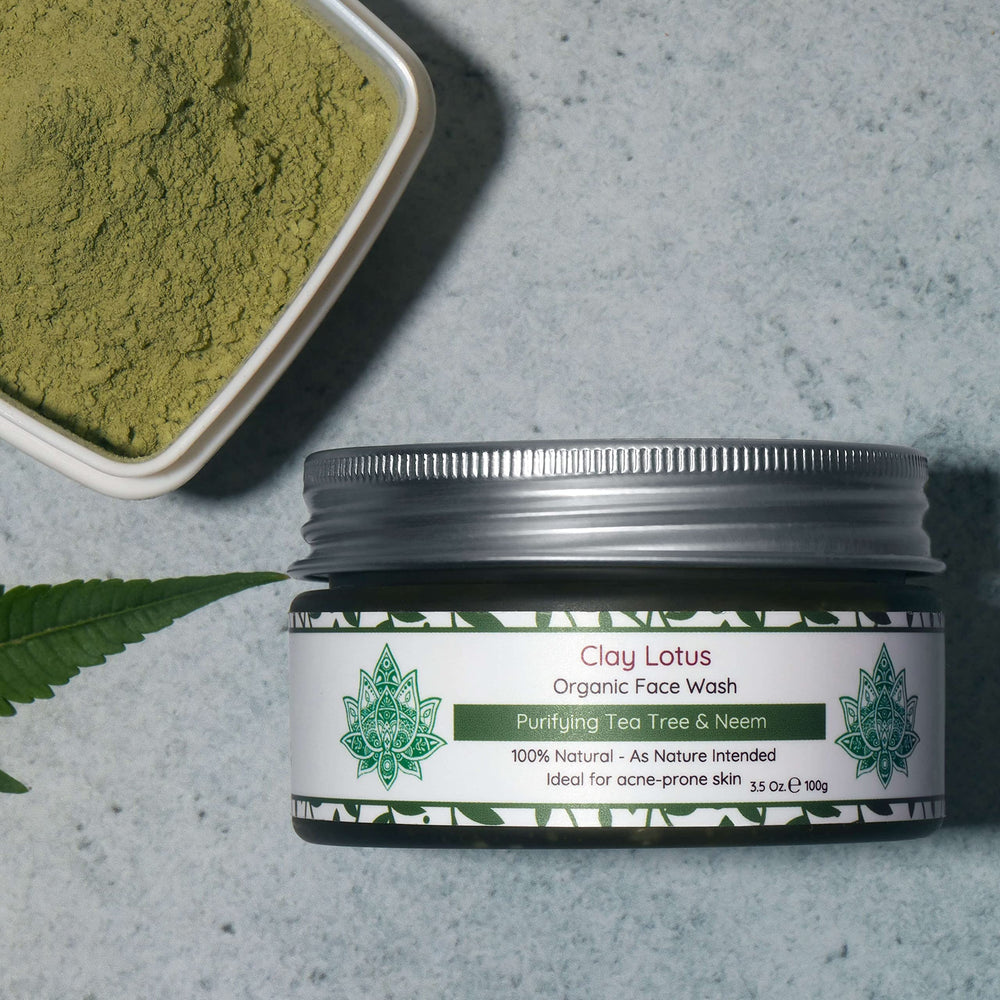 Clay Lotus organic ingredients label communicates GMO-free and vegan cruelty-free status