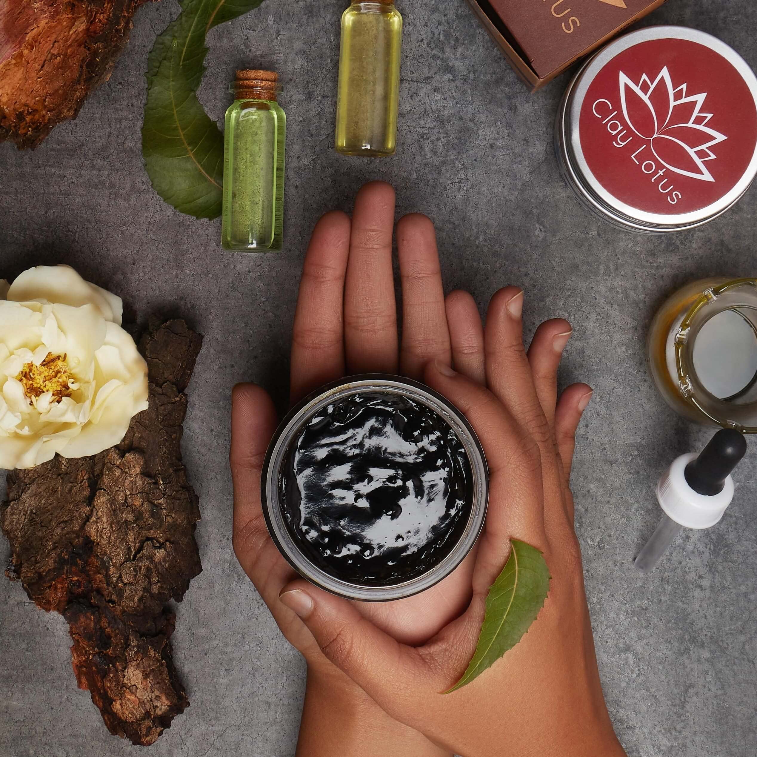 Clay Lotus product used in morning routine for pore-clogging concerns