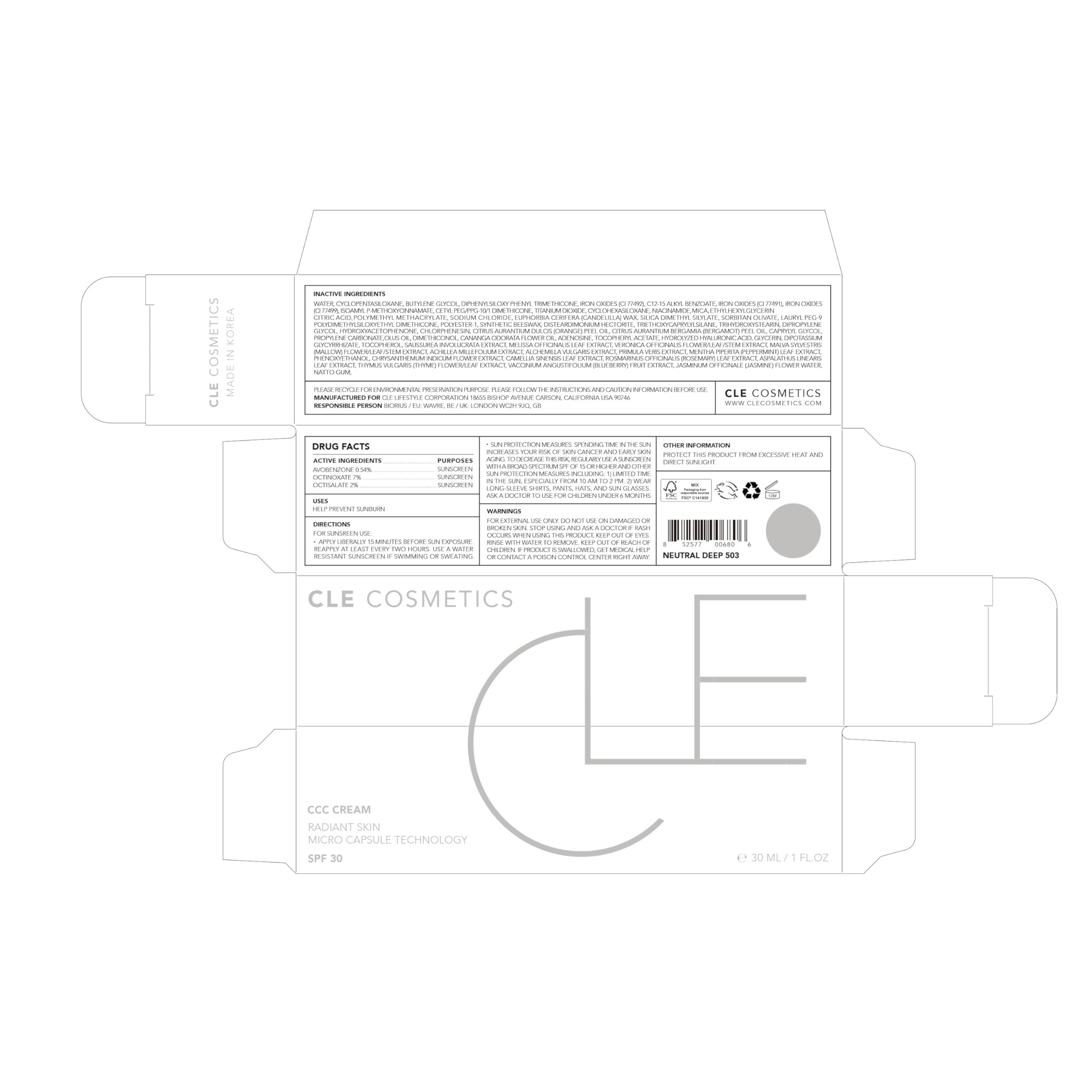 CLE CCC Cream packaging—compact and travel-friendly for on-the-go touch-ups.