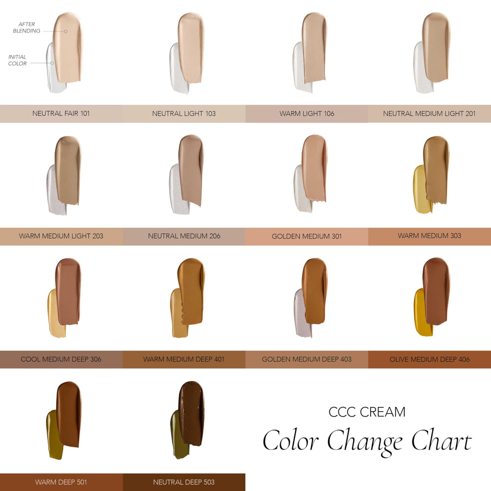 CLE CCC Cream satin finish with gentle patting technique.