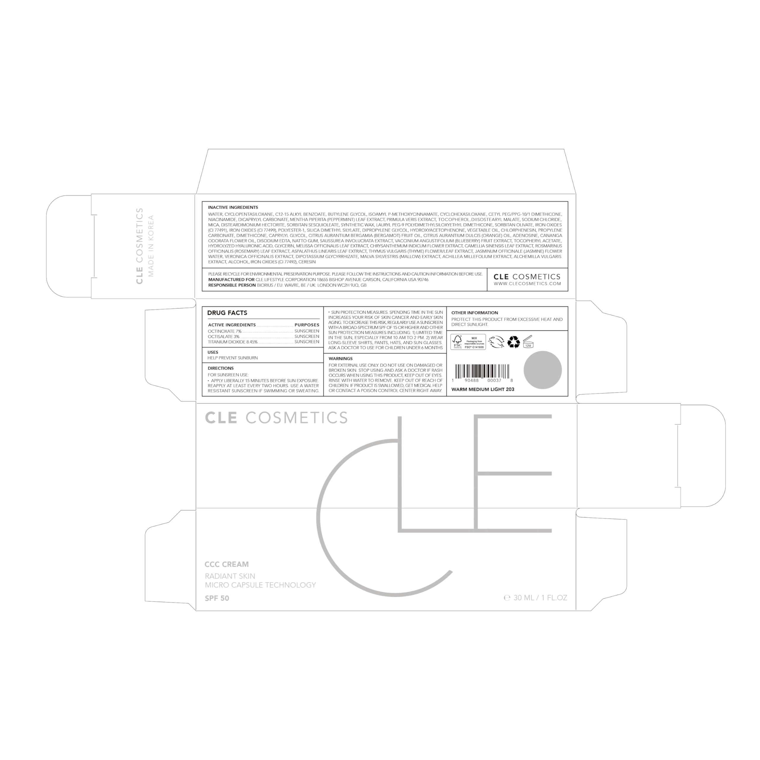 CLE CCC Cream packaging shown for travel-friendly daily use.