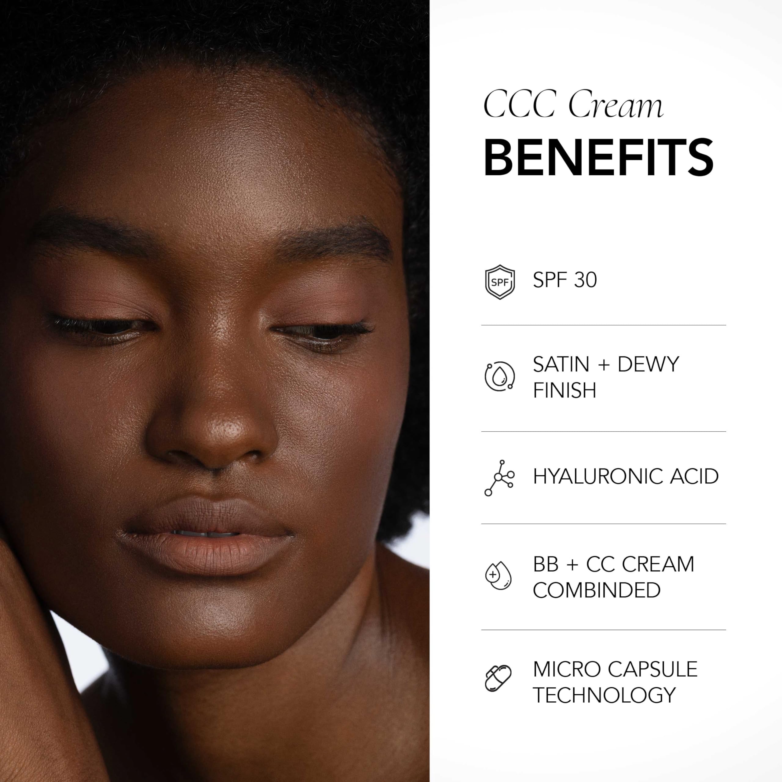 CLE Cosmetics CCC Cream texture swirl shows blendable coverage and lightweight feel.