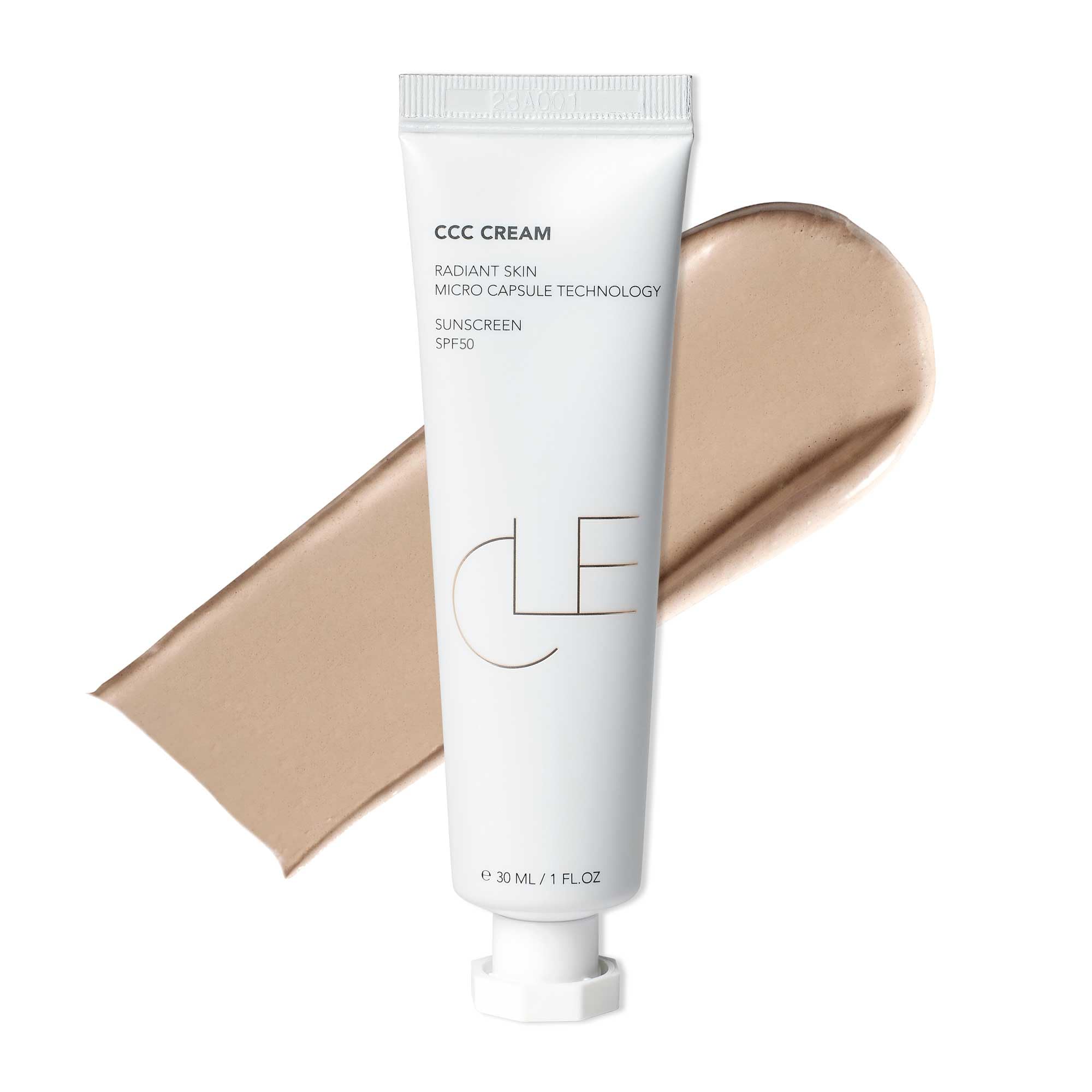 CLE Cosmetics CCC Cream Warm Light 106 bottle shows lightweight coverage for daily wear.