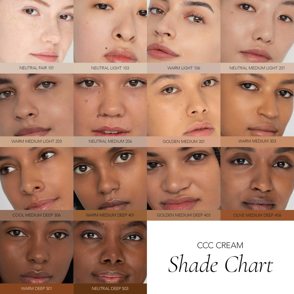 CLE Cosmetics CCC Cream Warm Medium 303 color swatch delivers buildable medium coverage