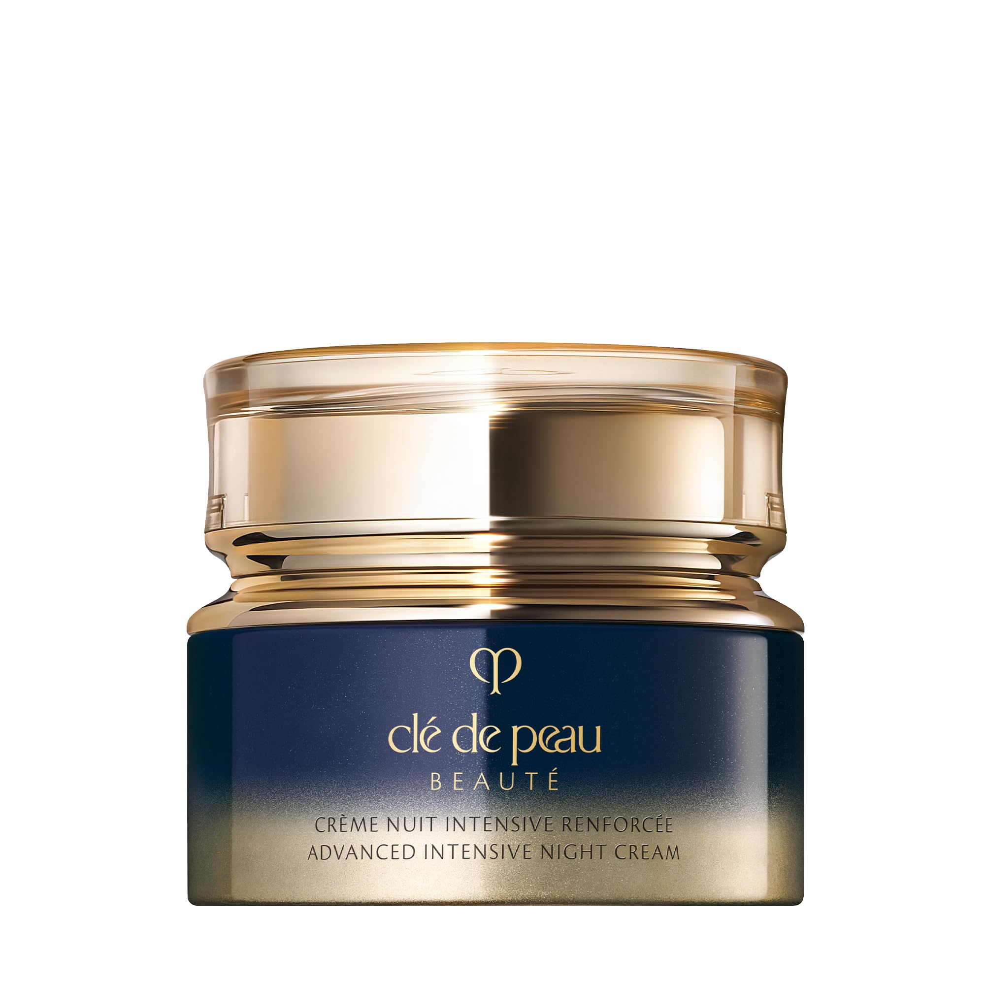 Clé de Peau Beauté Advanced Night Cream bottle close-up, overnight hydration for firmer skin.