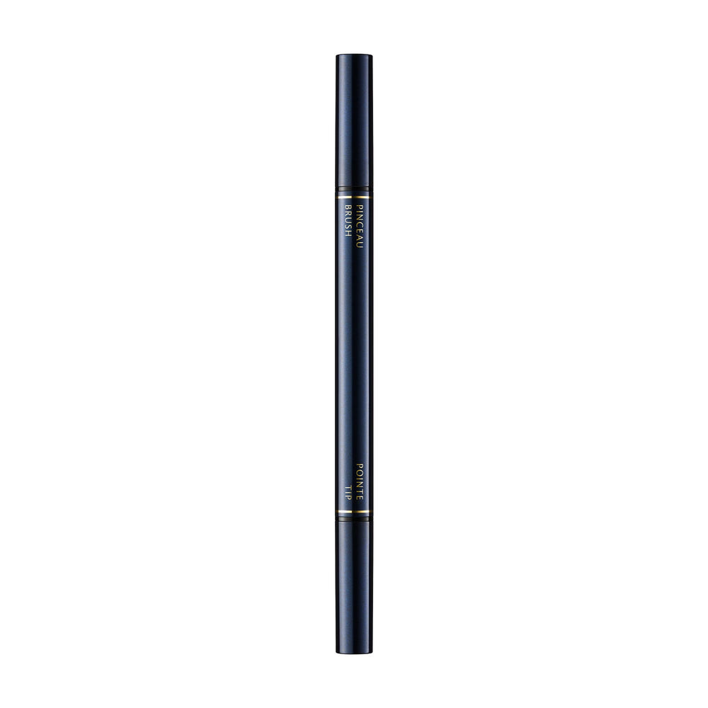 Cle de Peau Beaute Intensifying Liquid Eyeliner Black swatch on lid showing rich color and shine.