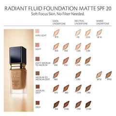 Swatches display 24 radiant shades for diverse undertones and tones
