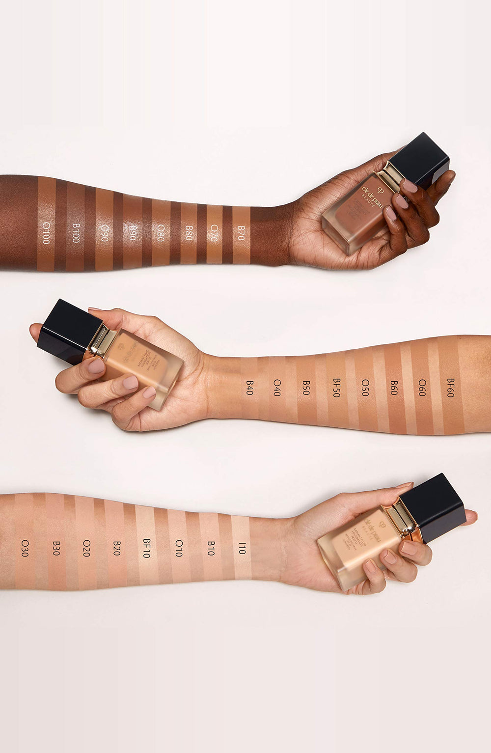 Cle de Peau Beauté foundation close-up highlighting pore-refining soft focus effect.