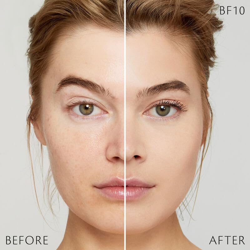 Close-up texture of Cle de Peau Beauté Radiant Fluid Foundation highlights hydrating, comfortable wear.