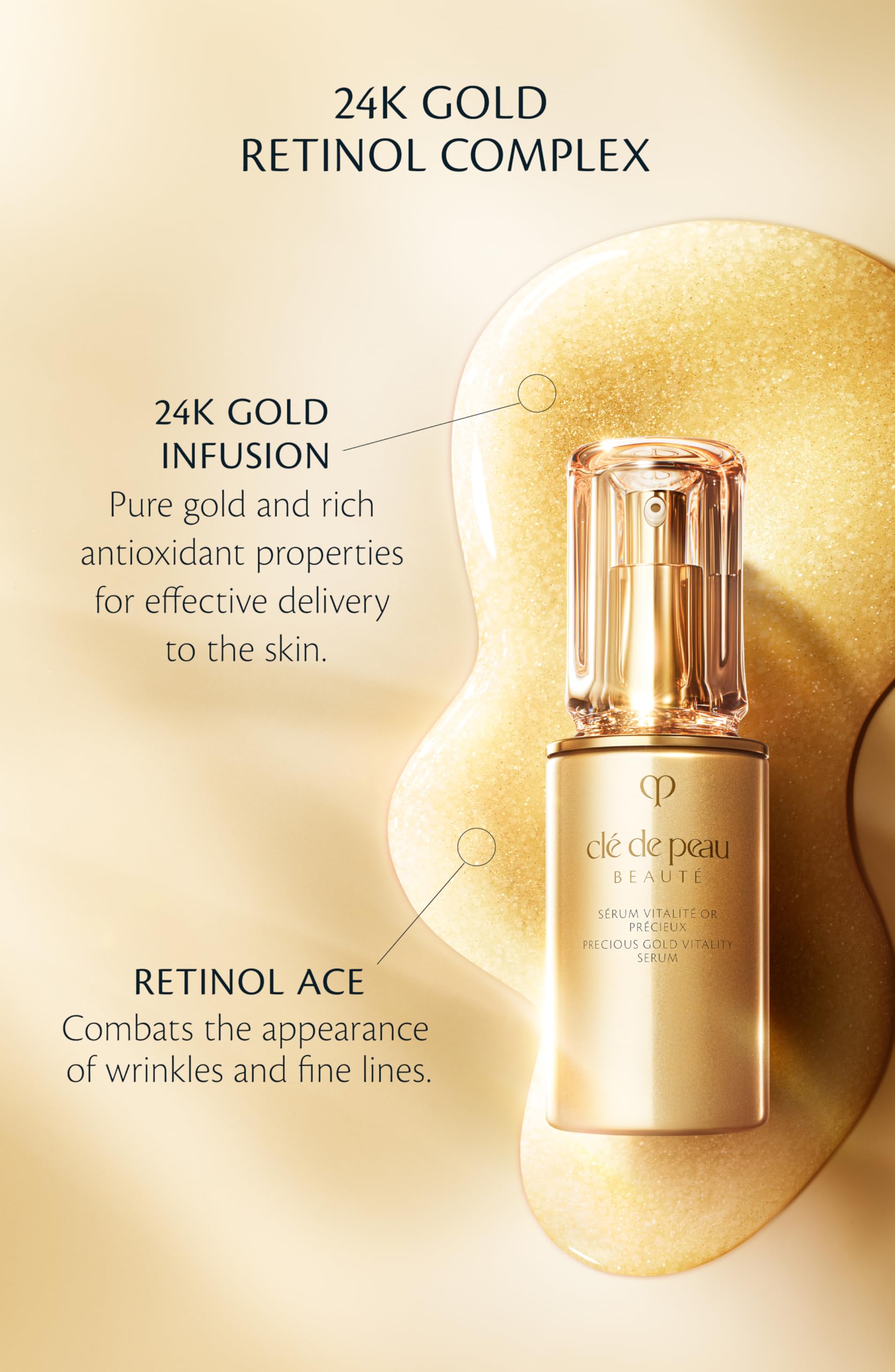 Clé de Peau serum with 24K gold hints at luxe antioxidant boost.