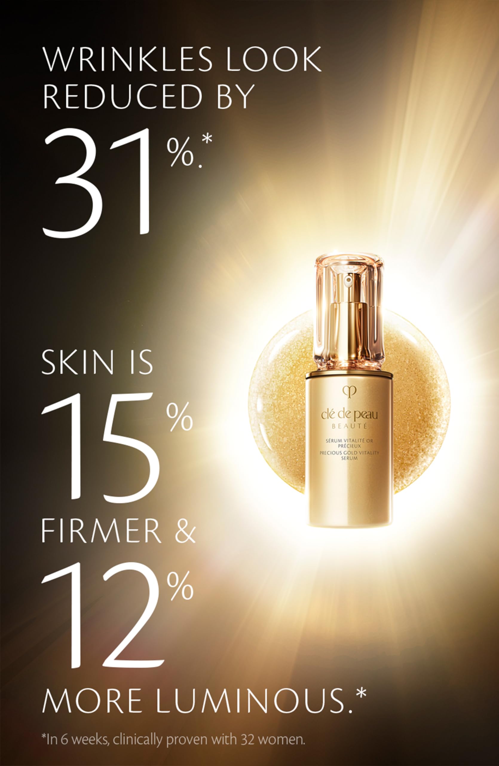 Clé de Peau Precious Gold Vitality Serum texture swirls for quick absorption and comfort.