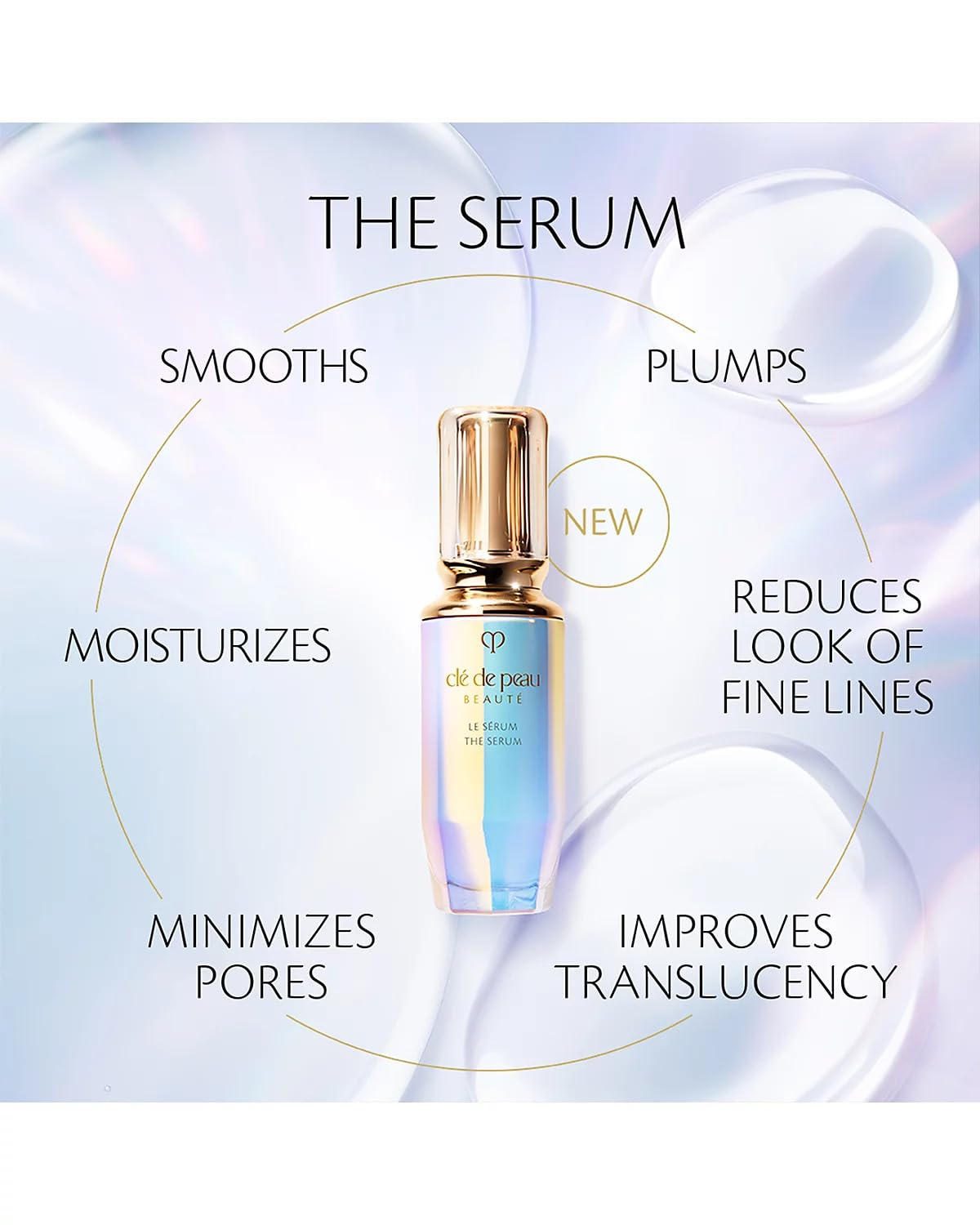 Close-up of Clé de Peau Serum Refill bottle for premium skincare ritual.