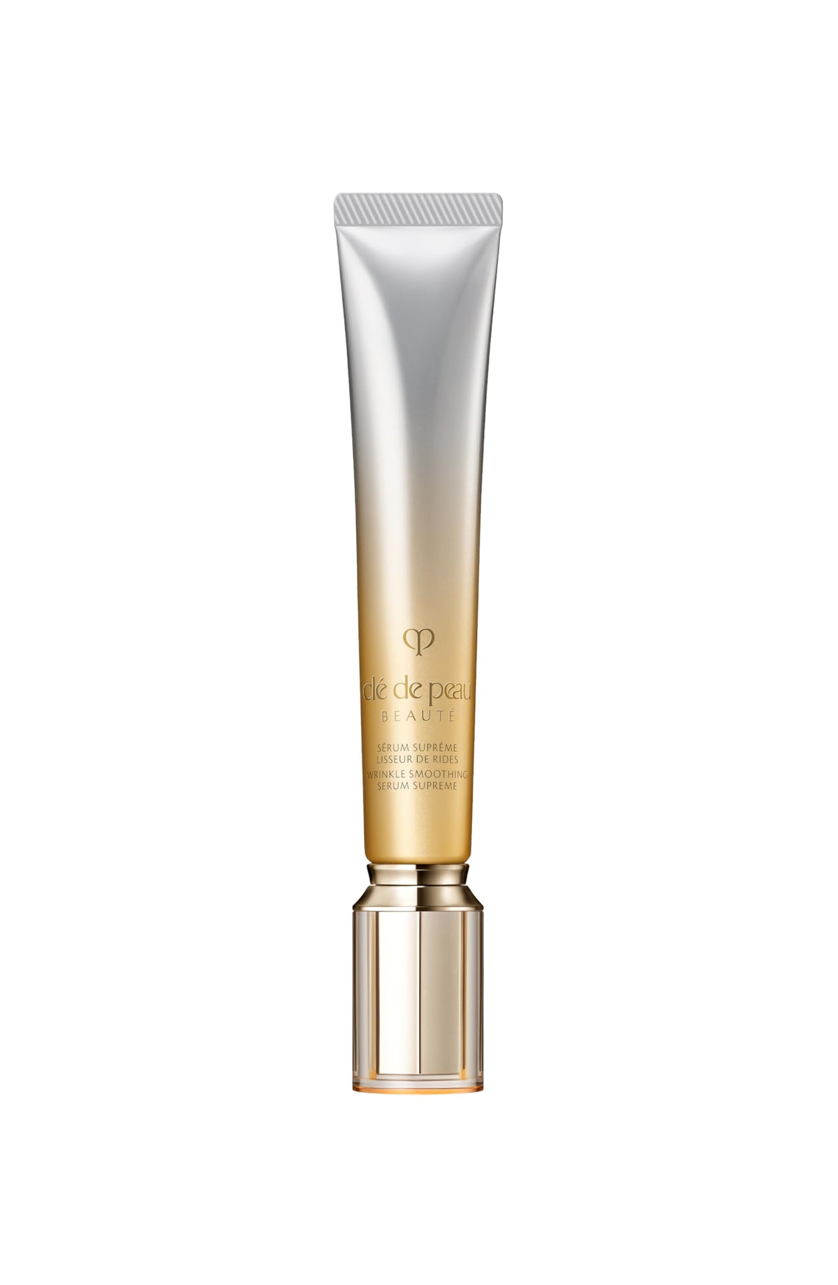 Clé de Peau Beauté Wrinkle Smoothing Serum Supreme glass bottle showing luminous, velvety texture.