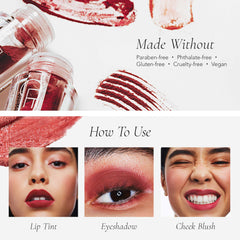 CLE Lip Powder Tint applied on lips for a clean, even look
