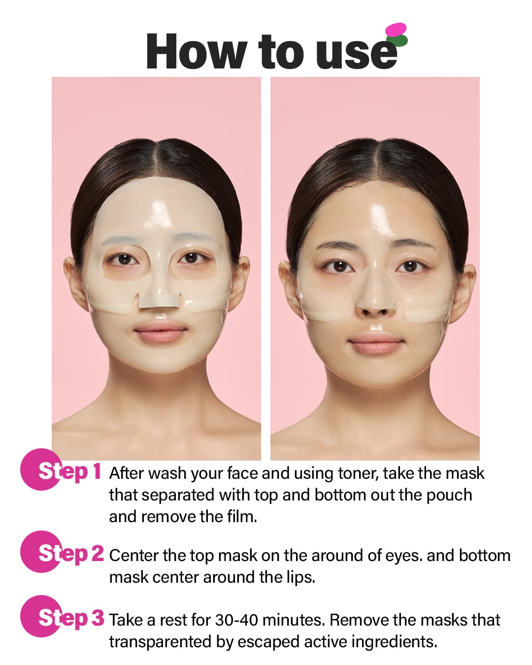 CLEADERM CKD mask on face demonstration: gentle coverage producing a natural glow.