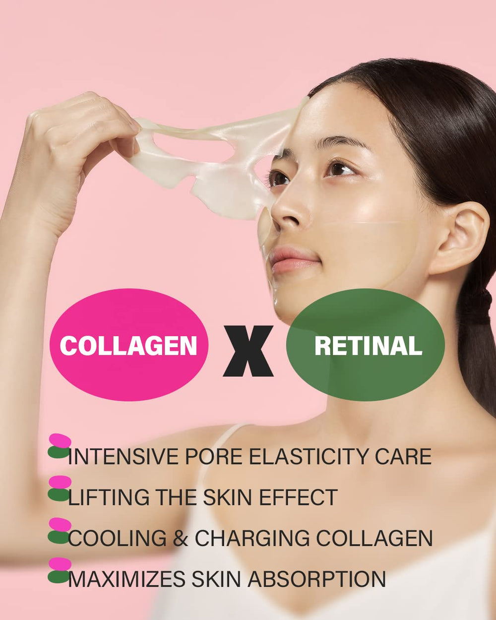 CLEADERM CKD pore elasticity mask application step: apply top and bottom sheets smoothly.