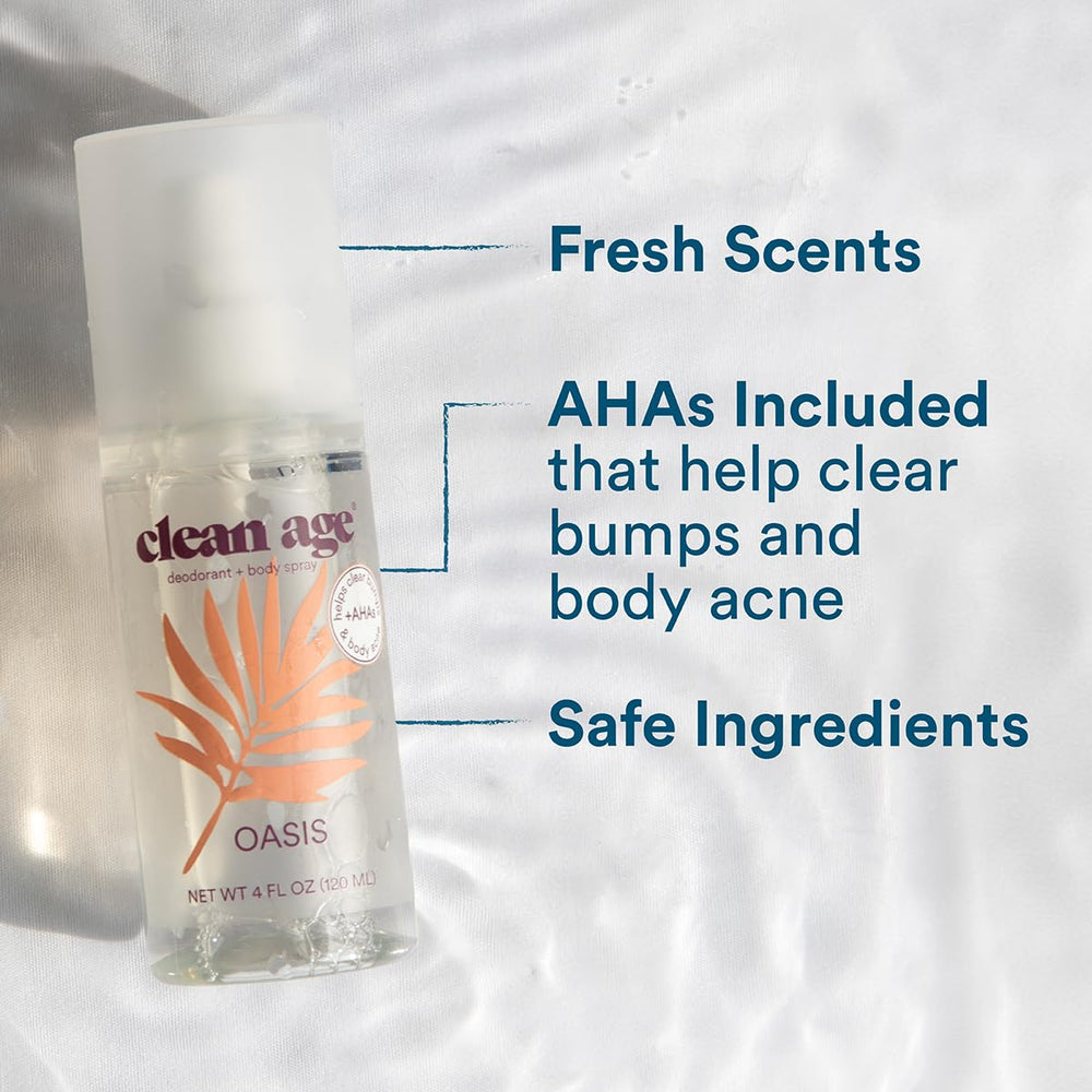 Clean Age Oasis bottle label - vegan, cruelty-free branding for teen care