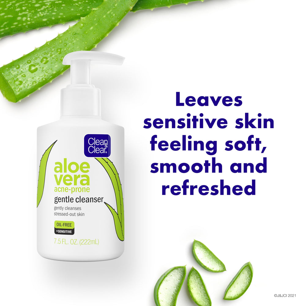 Clean & Clear Aloe Vera Gentle Cleanser pump dispenser shows easy daily use