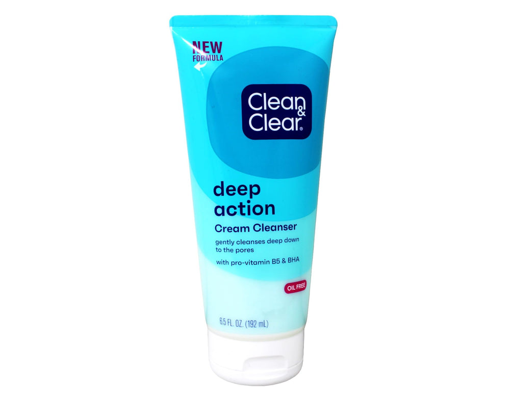 Clean & Clear Deep Action Cream Cleanser packaging highlights a 2-pack convenience