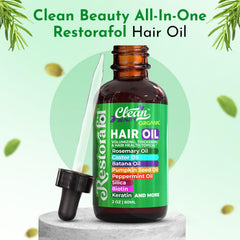 Clean Beauty bottle with ingredients shot showcasing natural oils for nourishment.