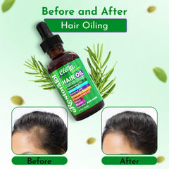 Clean Beauty rosemary oil on hair strand adds gentle shine.