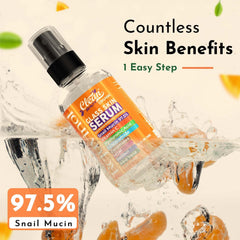 Clean Beauty snail mucin serum dispenser drop showing precise dosing.