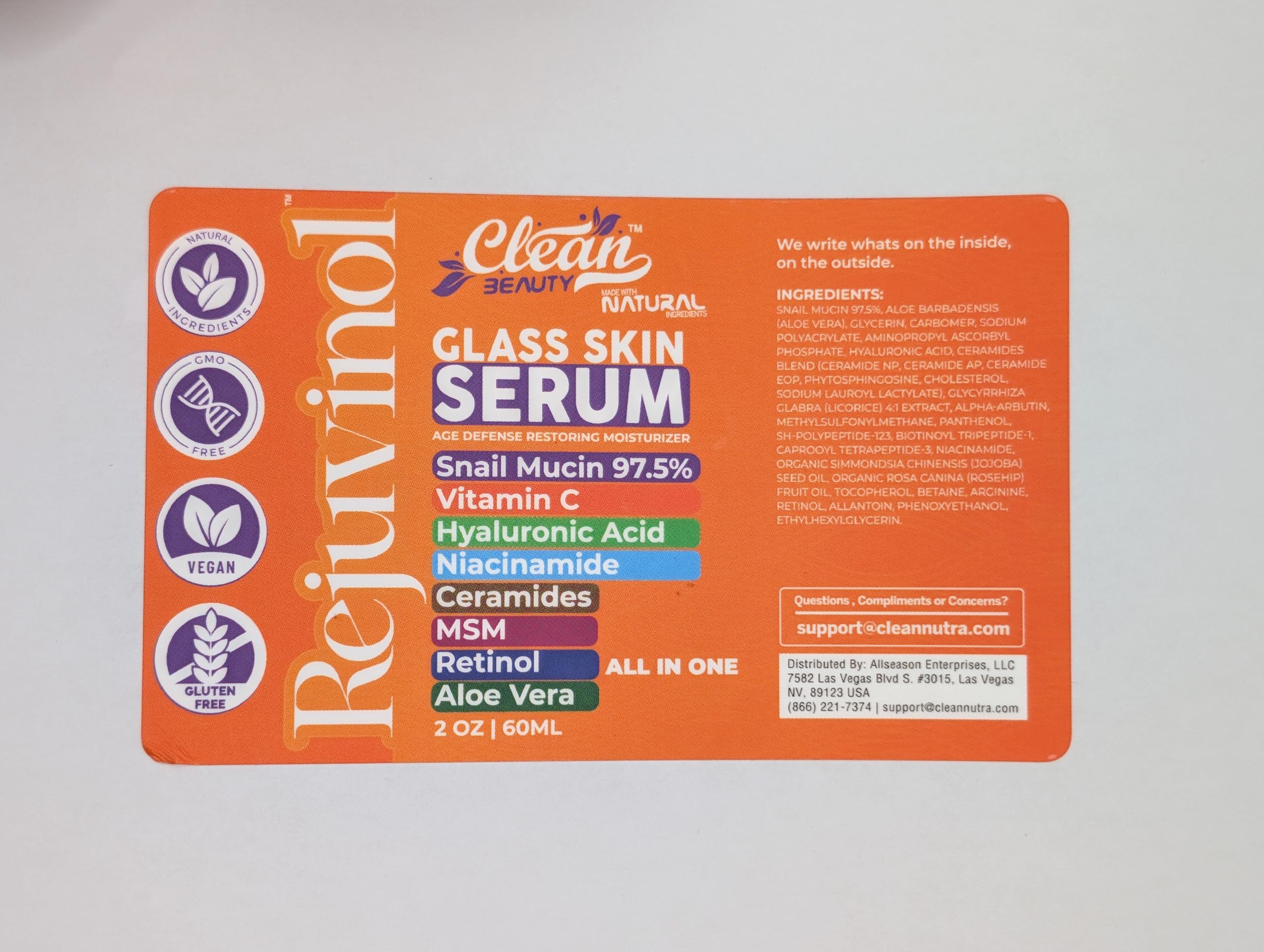 Clean Beauty snail mucin serum glow-shot for radiant complexion.