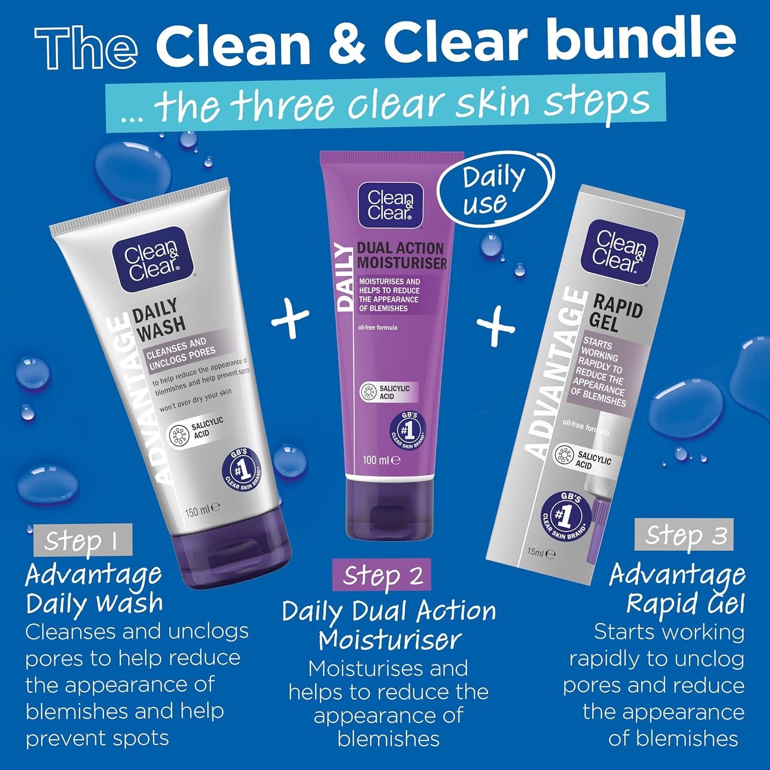 Clean and Clear Advantage Quick Clear Gel travel-size bottle in skincare routine