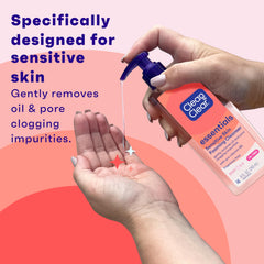 Clean & Clear Essentials foaming cleanser lather on hand demonstrates gentle cleansing.