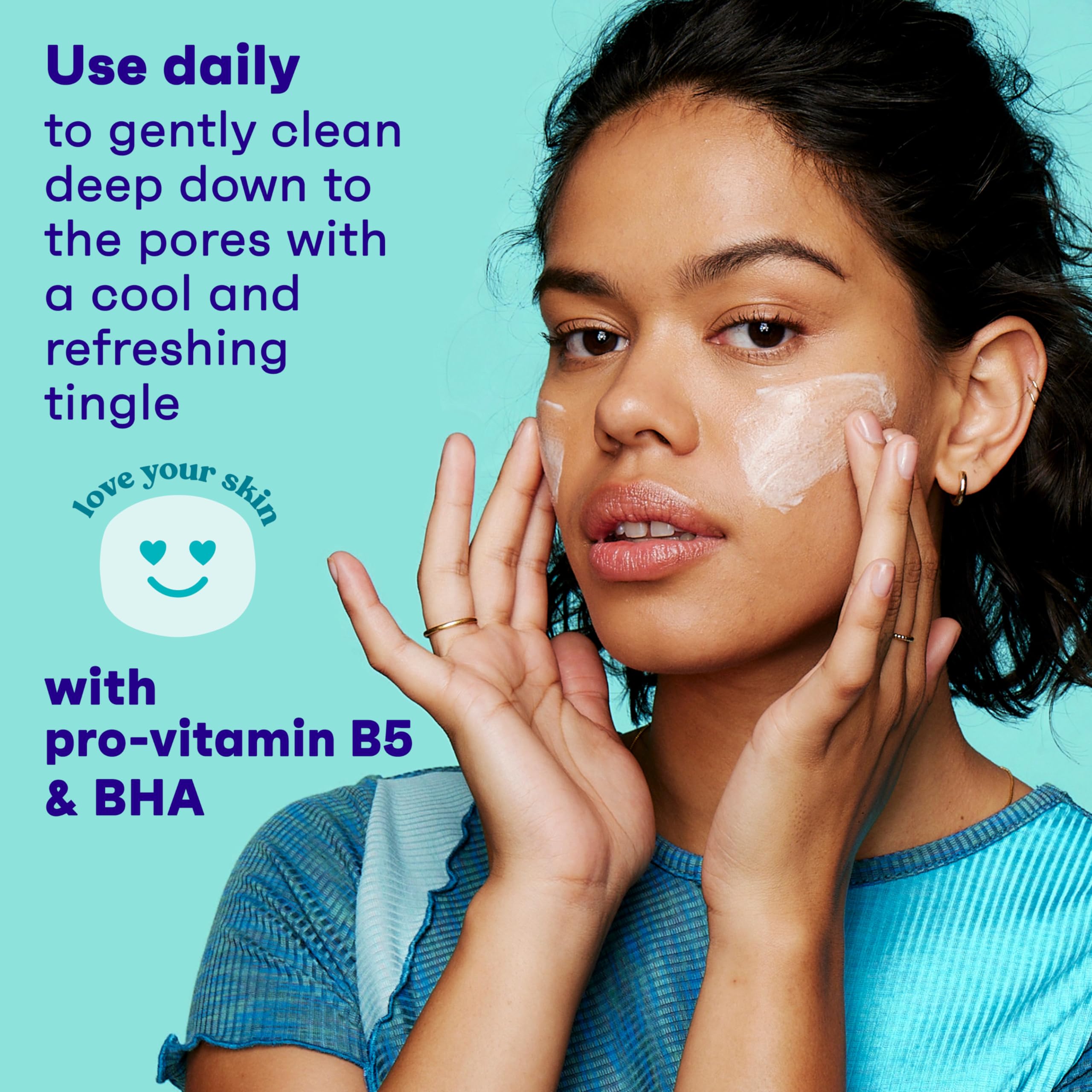Face application of cleanser during daily routine