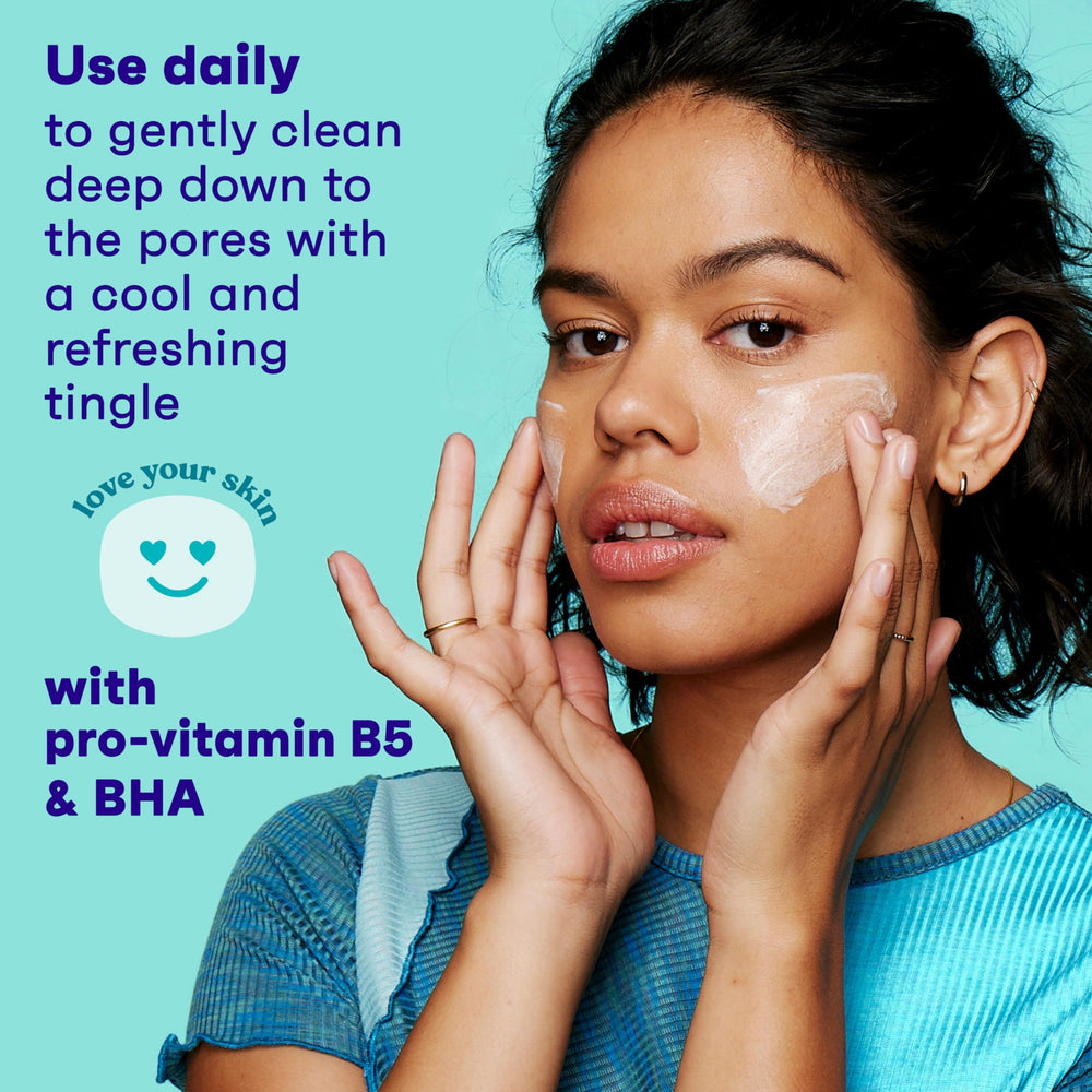 Face application of cleanser during daily routine