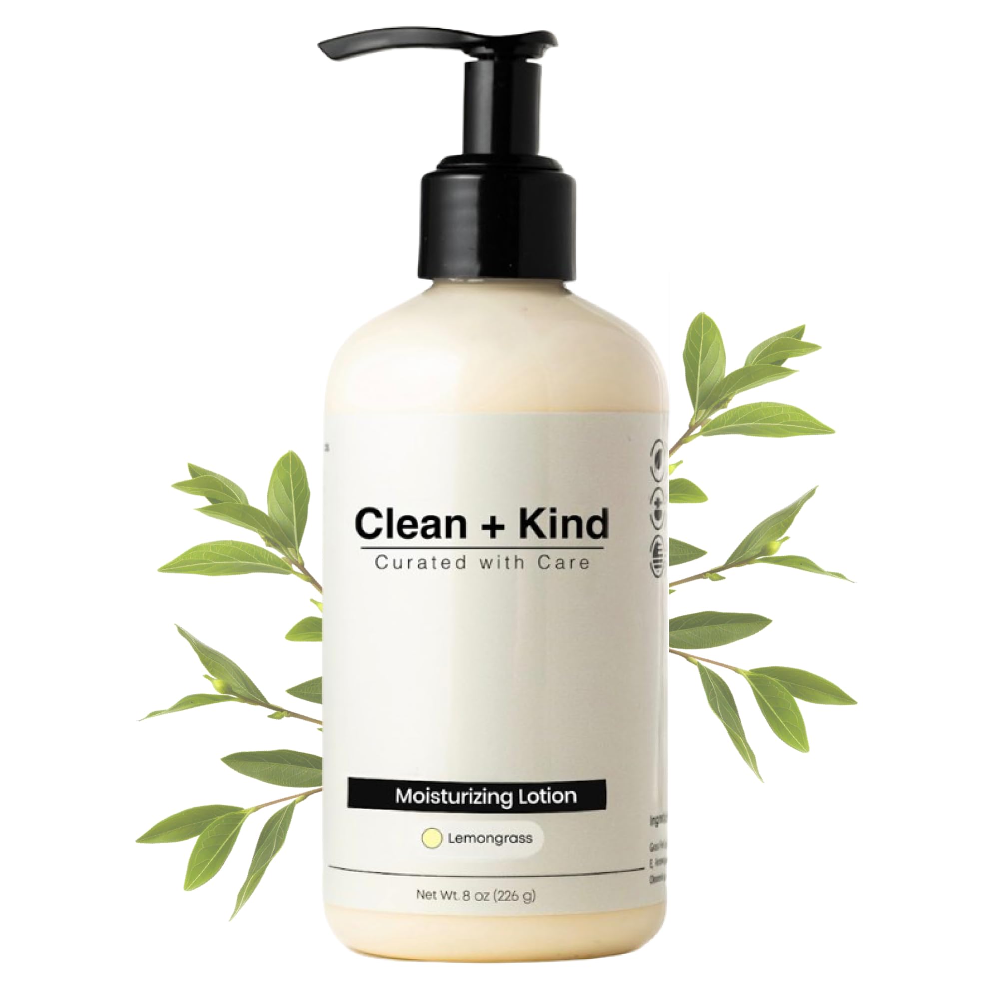 Clean + Kind Tallow Body Lotion bottle pour showing easy hydration.