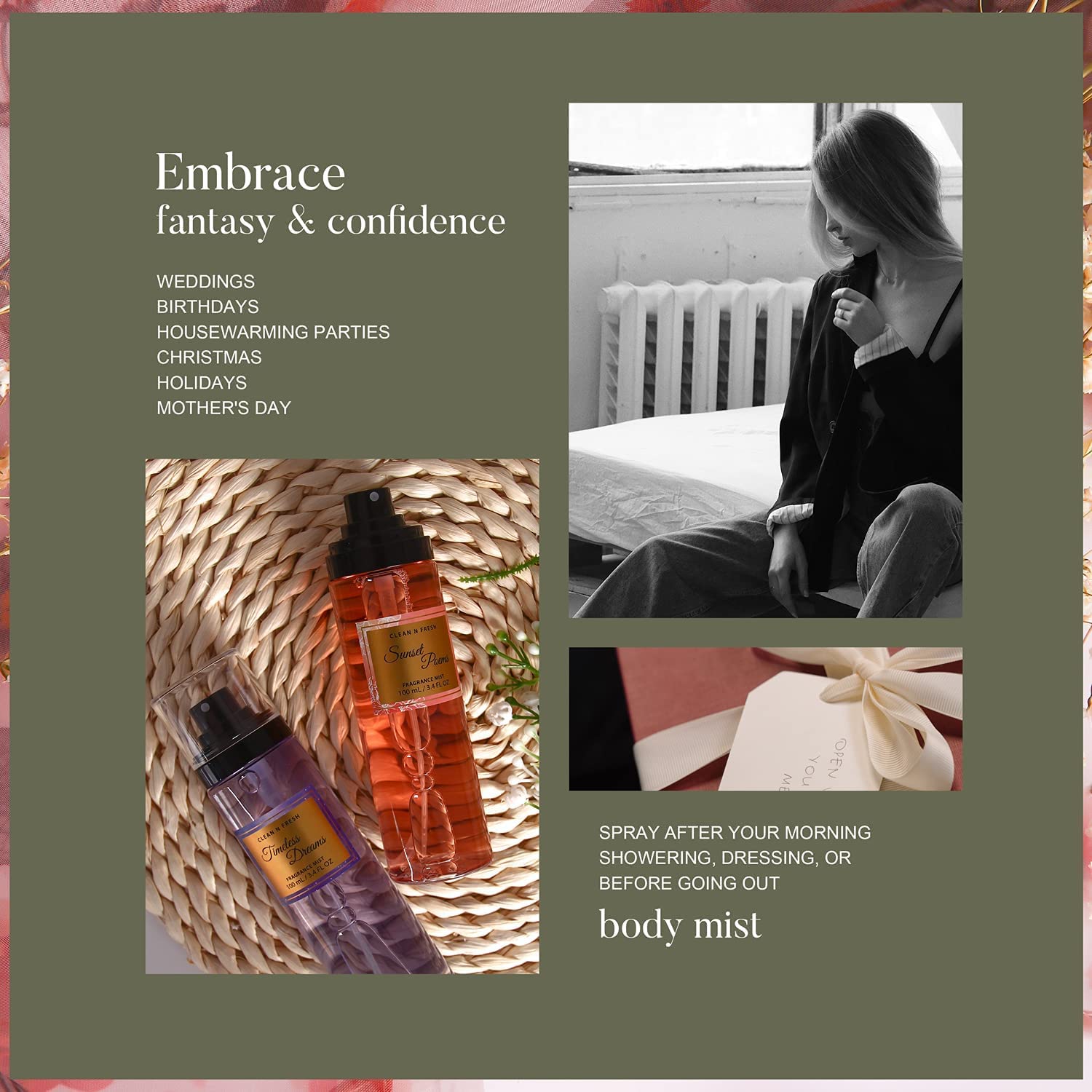 Clean-n-Fresh body spray spray for quick daytime pick-me-up and scent boost.