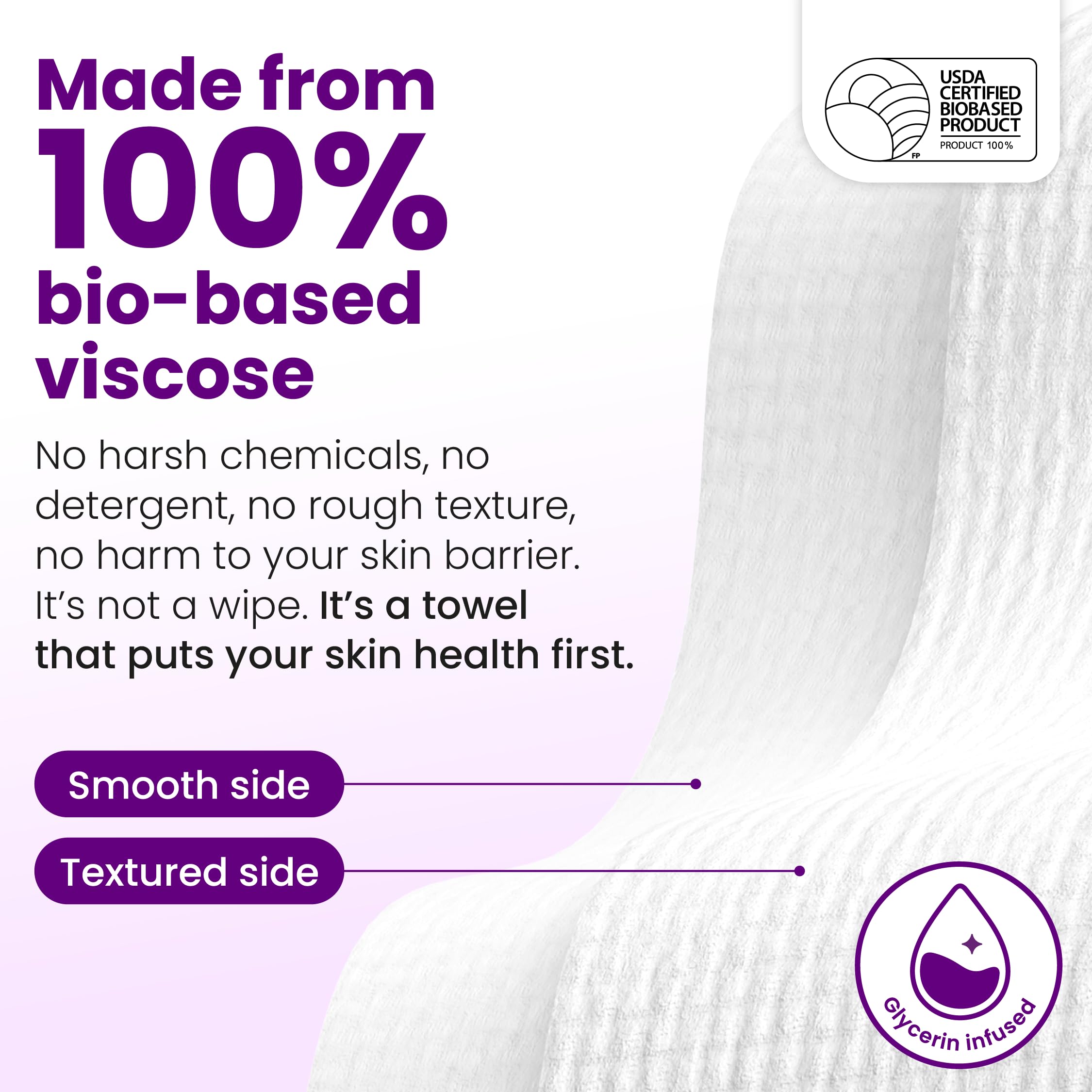 Clean Skin Club Clean Towels XL glycerin-infusion demonstrates gentle moisture during drying.