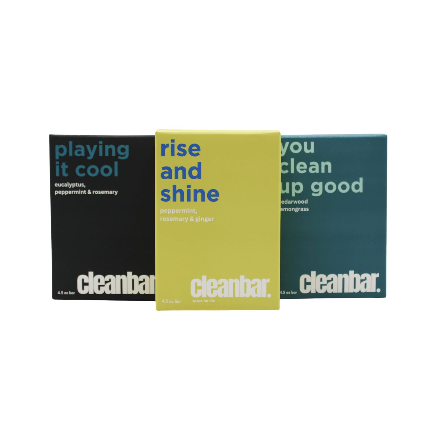 Cleanbar Fresh Trio pack front view highlighting natural ingredients and triple-bar design.