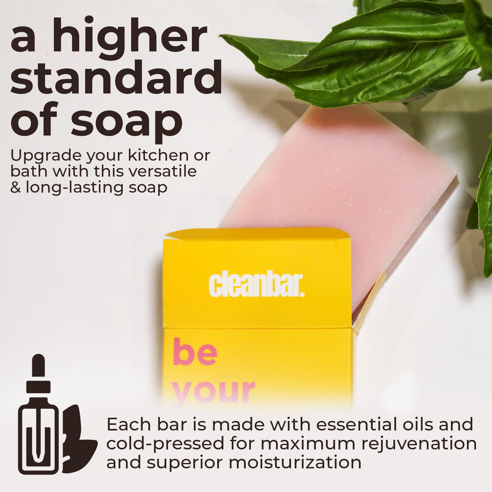 Cleanbar In Full Bloom bar soap pack shot showing three bars.