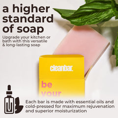 Cleanbar In Full Bloom bar soap pack shot showing three bars.