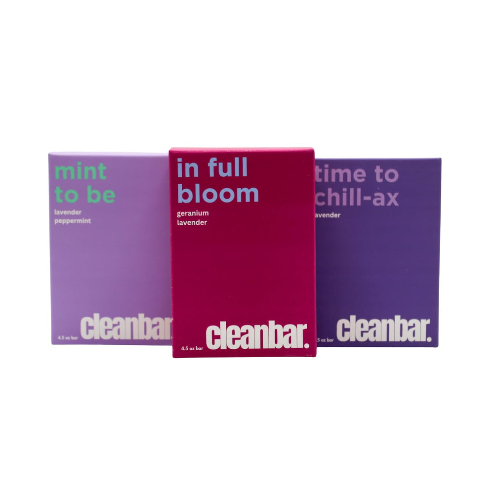 Cleanbar Mint to Be bar soap with lavender and peppermint for a refreshing cleanse.
