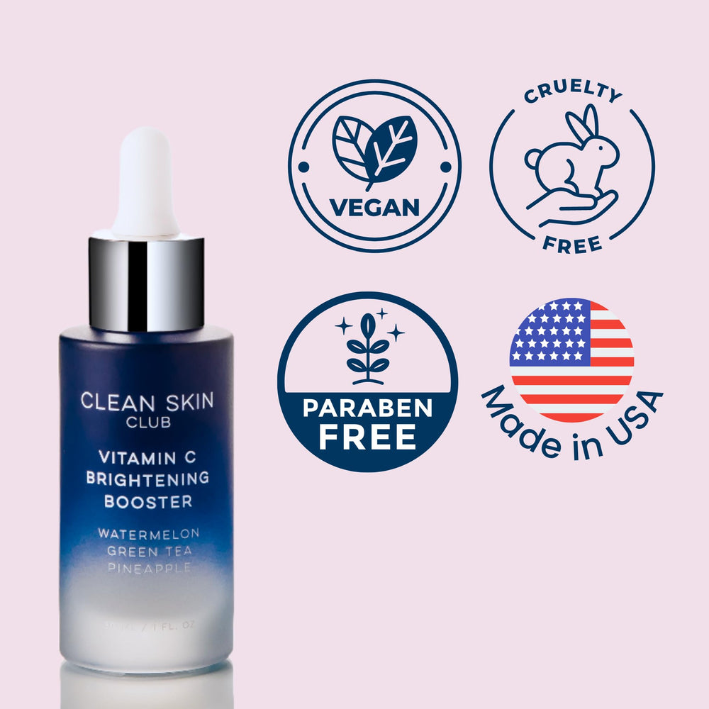 In-use Clean Skin Club Vitamin C Serum demonstrates a quick morning skincare step
