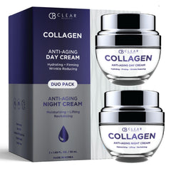 Clear Beauty Collagen Day & Night Moisturizer bottle front showing dual day and night use